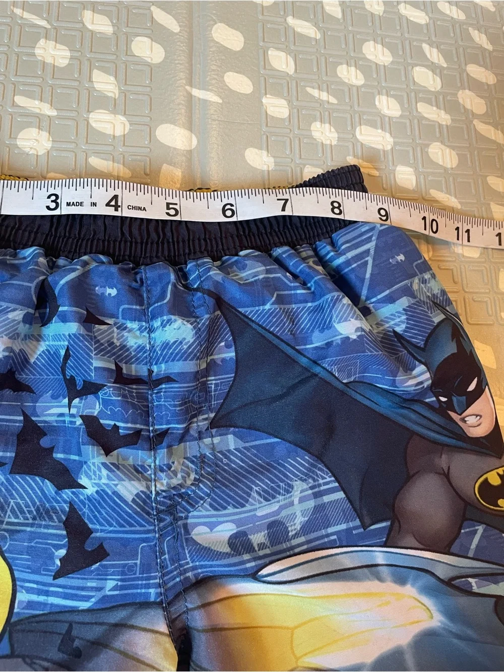 Batman Boys Swim Trunks in Blue with‎ Yellow Logo, Size 4T